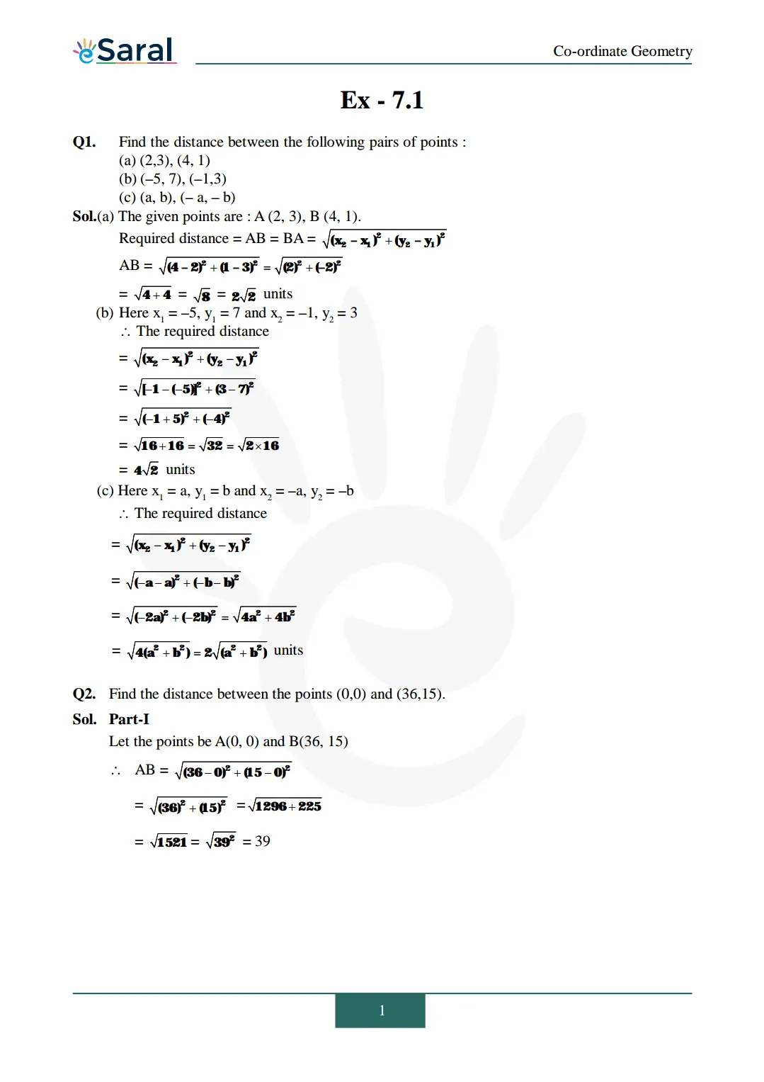 NCERT Solutions for Class 10 Maths chapter 7 Exercise 7.1 Image 1