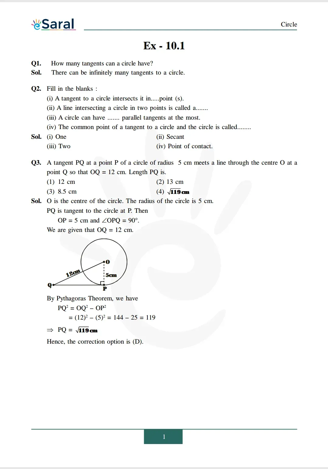 NCERT Solutions for Class 10 Maths chapter 10 Exercise 10.1 Image 1