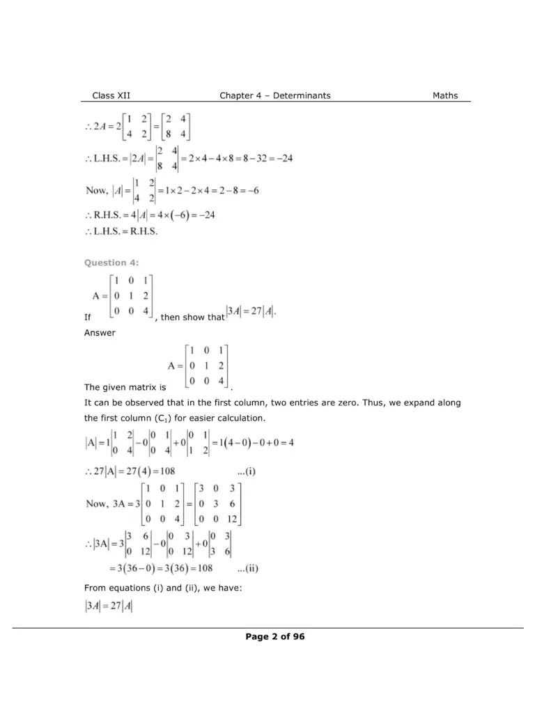 NCERT Class 12 Maths Chapter 4 Exercise 4.1 Solutions Image 2