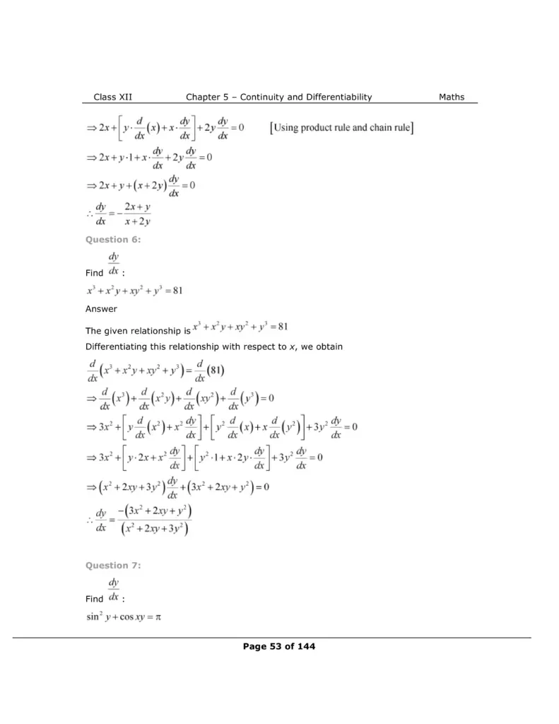 NCERT Class 12 Maths Chapter 5 Exercise 5.3 Solutions Image 4