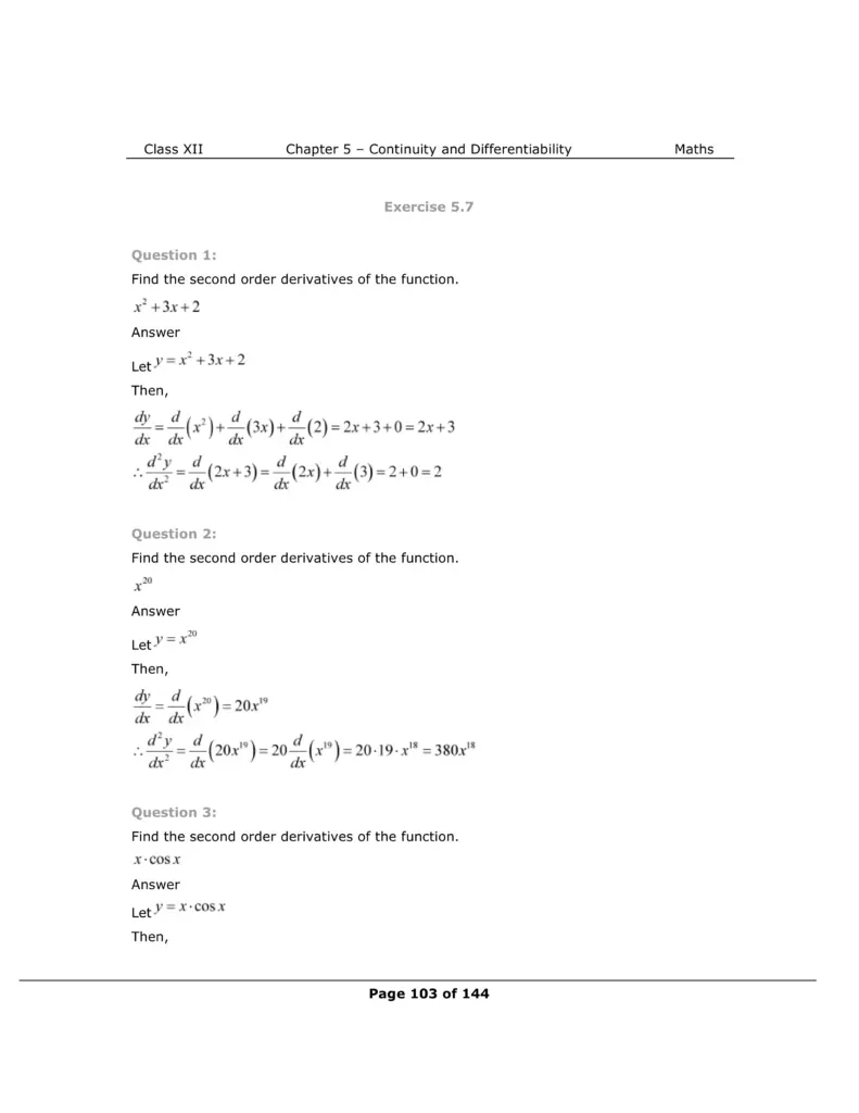 NCERT Class 12 Maths Chapter 5 Exercise 5.7 Solutions Image 1