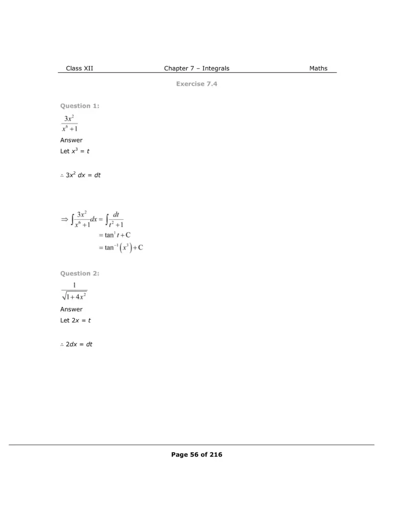 NCERT Class 12 Maths Chapter 7 Exercise 7.4 Solutions Image 1