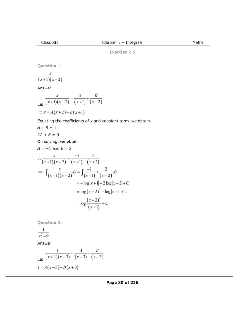 NCERT Class 12 Maths Chapter 7 Exercise 7.5 Solutions Image 1