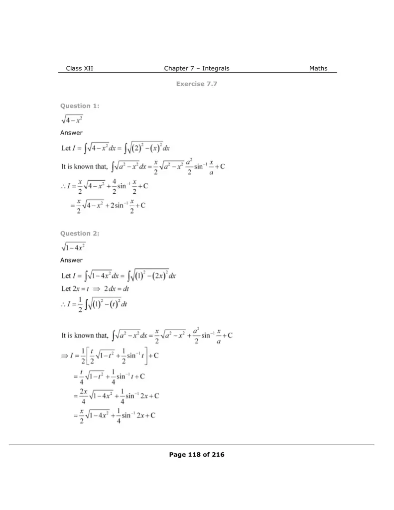 NCERT Class 12 Maths Chapter 7 Exercise 7.7 Solutions Image 1