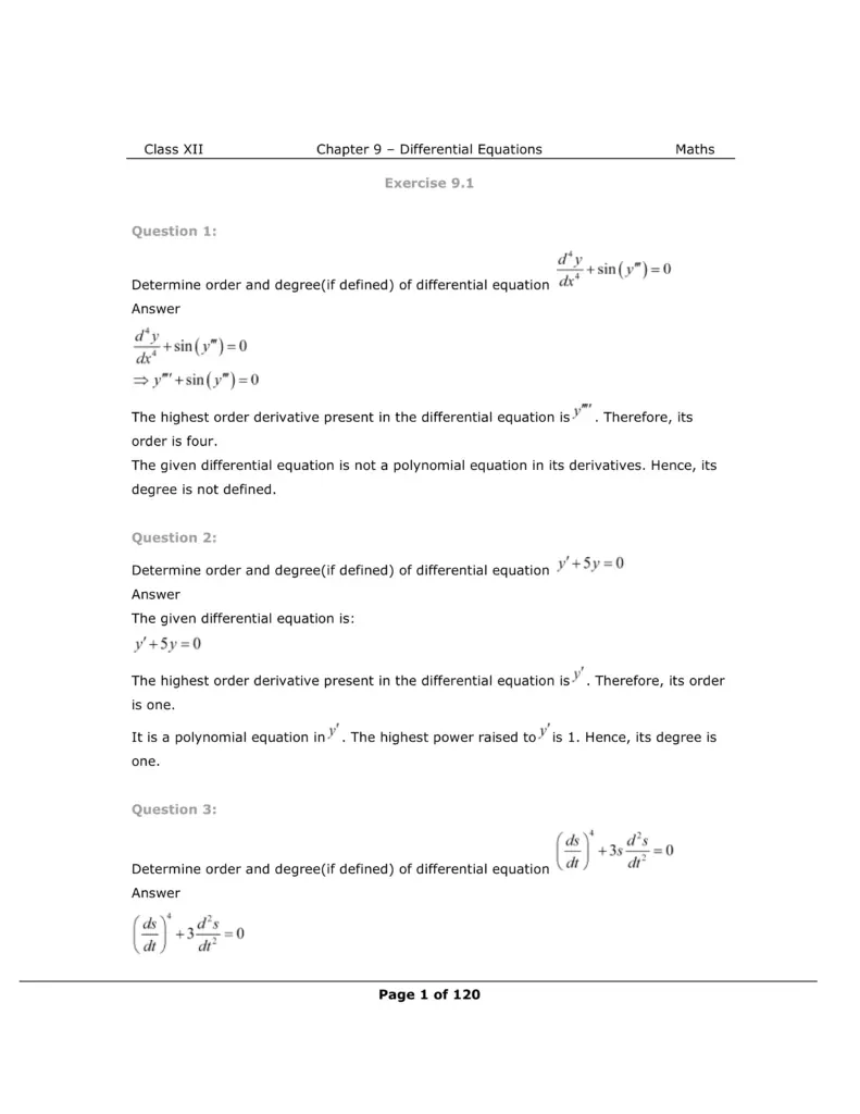NCERT Class 12 Maths Chapter 9 Exercise 9.1 Solutions Image 1