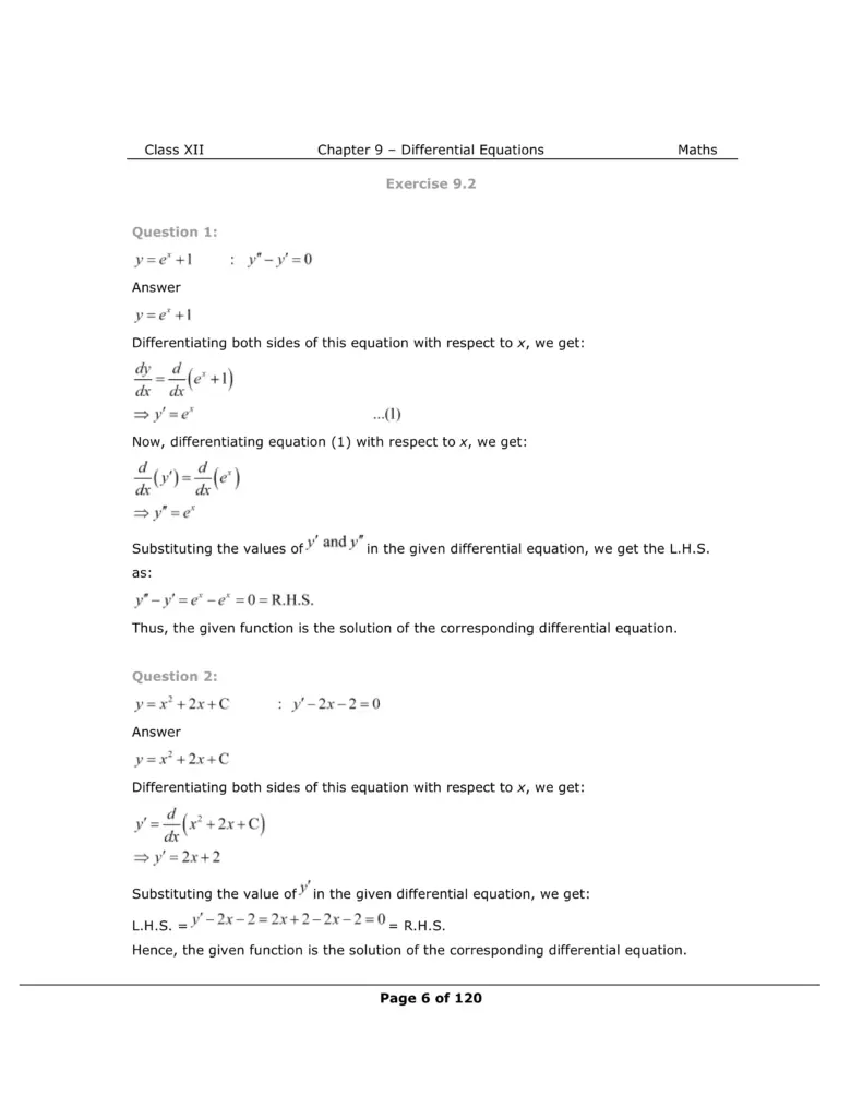 NCERT Class 12 Maths Chapter 9 Exercise 9.2 Solutions Image 1