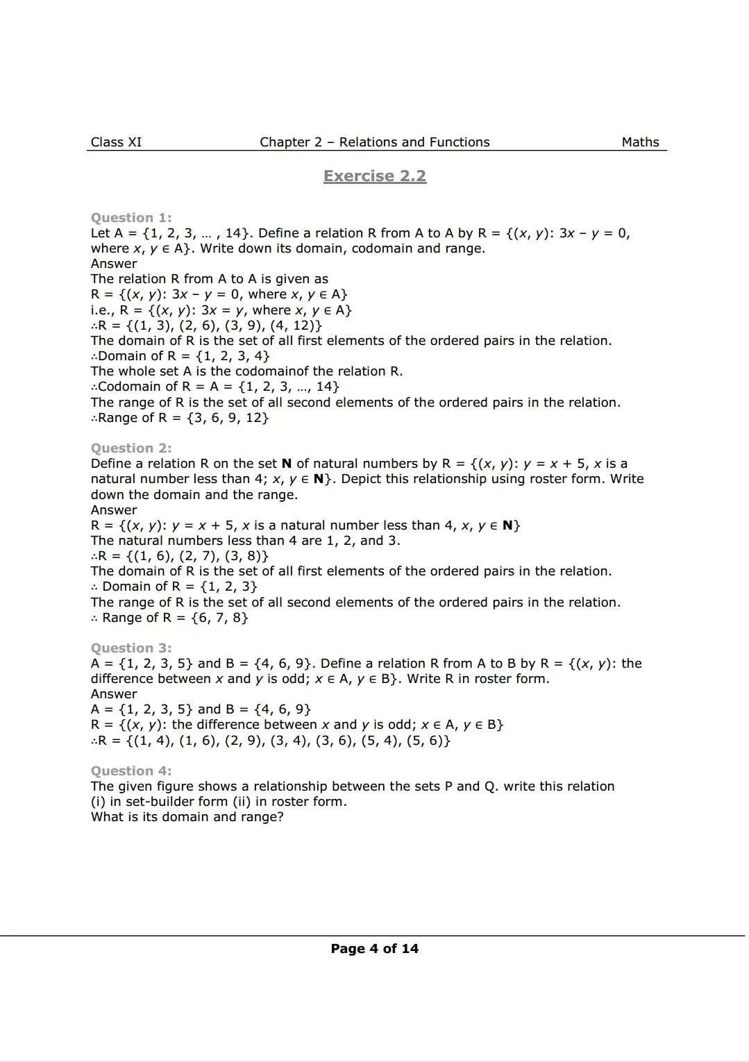Class 11 maths chapter 2 exercise 2.2 Image 1