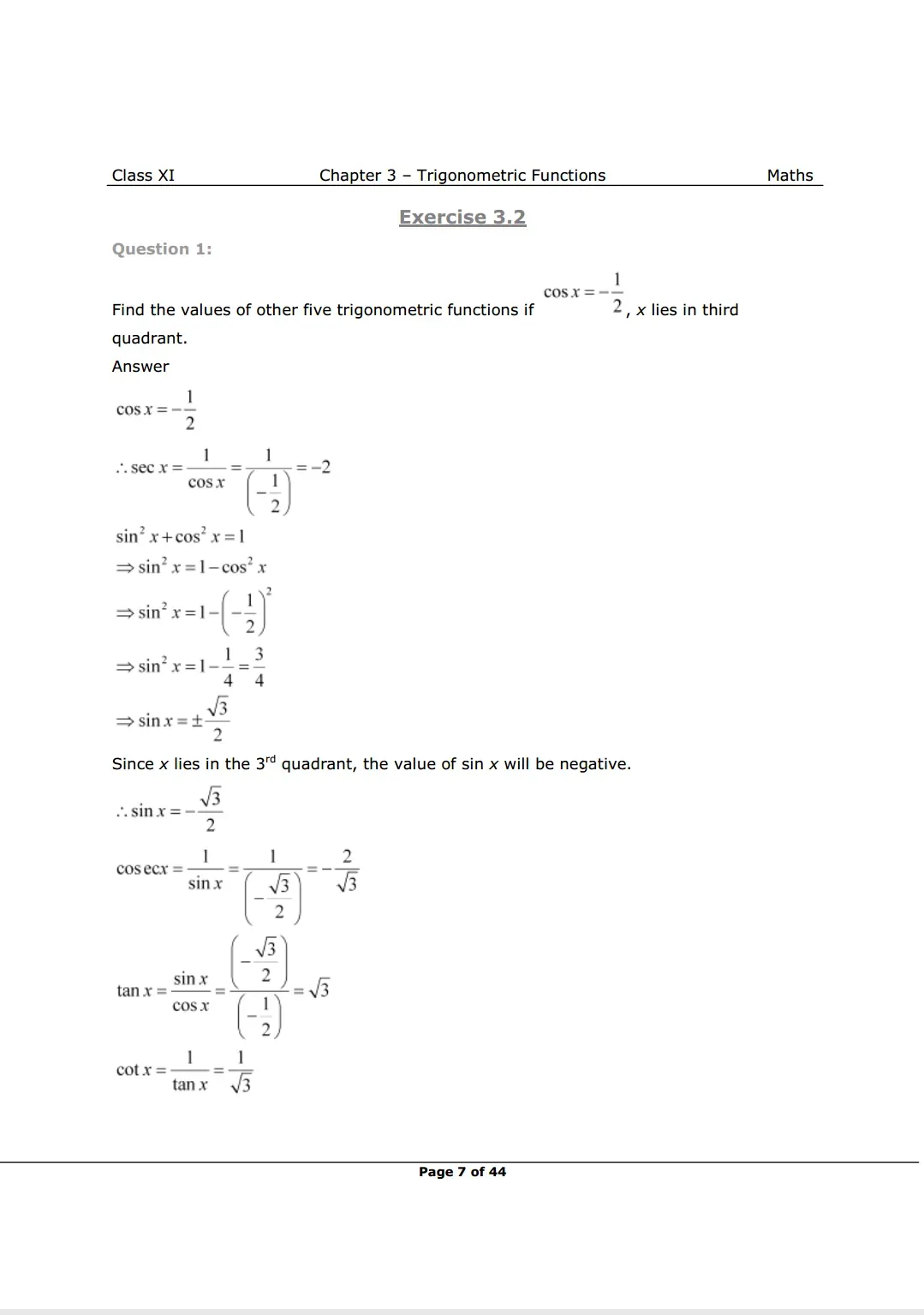 NCERT Class 11 Maths Chapter 3 Exercise 3.2 Solutions Image 1