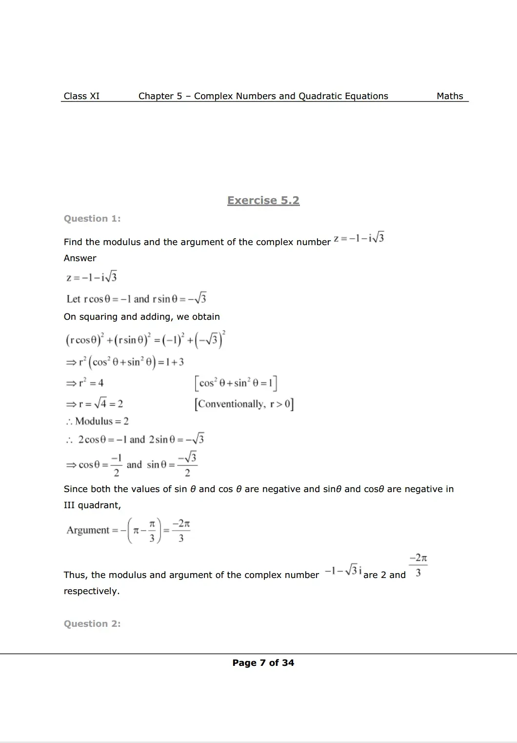 Class 11 Maths chapter 5 exercise 5.2 Solutions Image 1