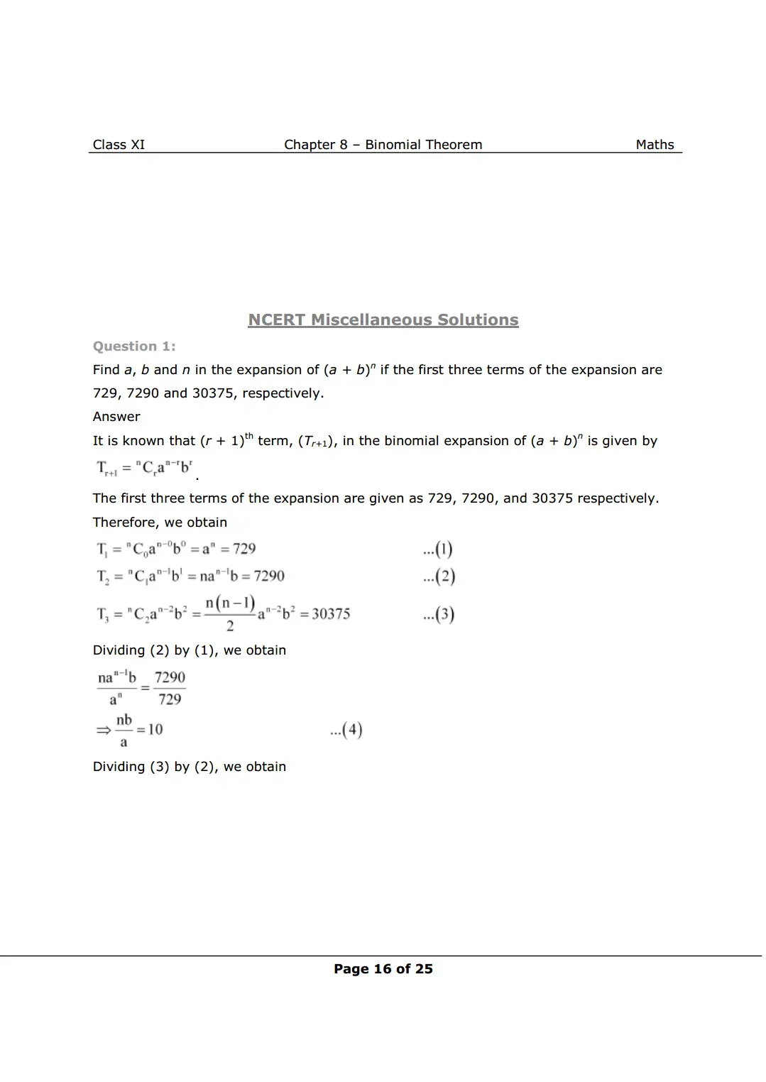 NCERT Solutions For Class 11 Maths Chapter 8 Miscellaneous Exercise image 1