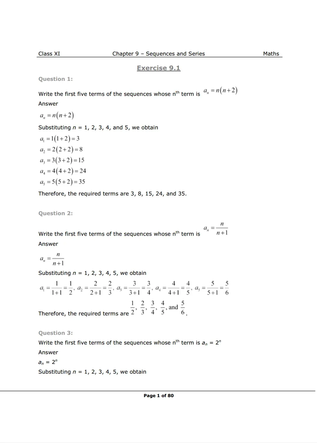 NCERT Class 11 Maths Chapter 9 Exercise 9.1 Solutions Image 1