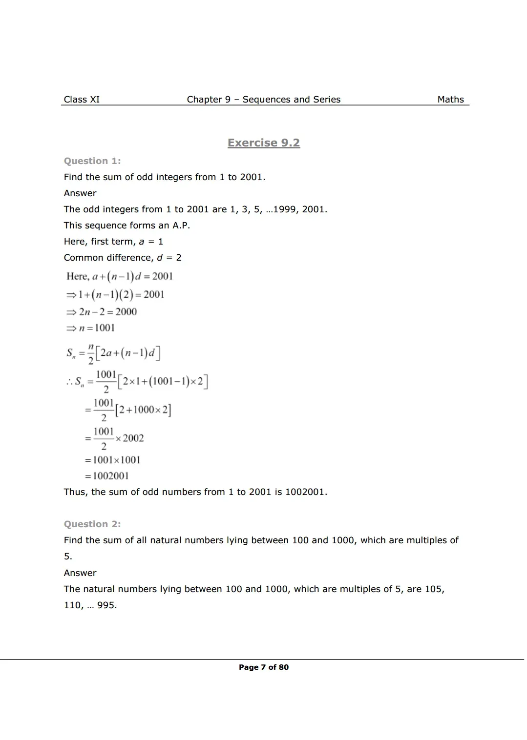 NCERT Class 11 Maths Chapter 9 Exercise 9.2 Solutions Image 1