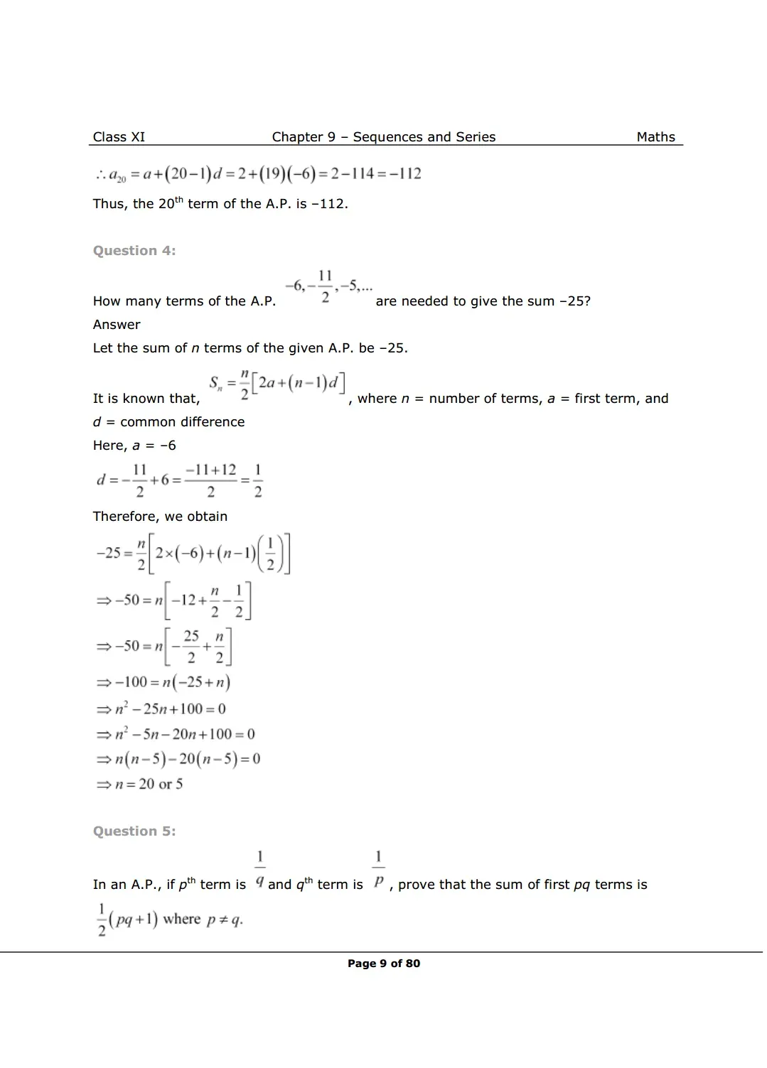 NCERT Class 11 Maths Chapter 9 Exercise 9.2 Solutions Image 3