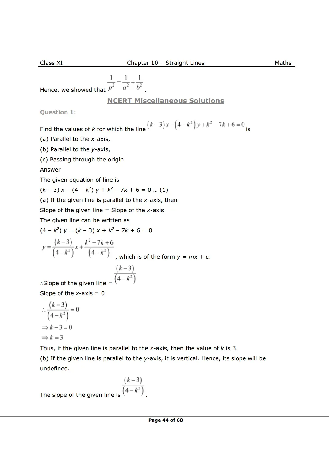 NCERT Solutions For Class 11 Maths Chapter 10 Miscellaneous Exercise Image 1