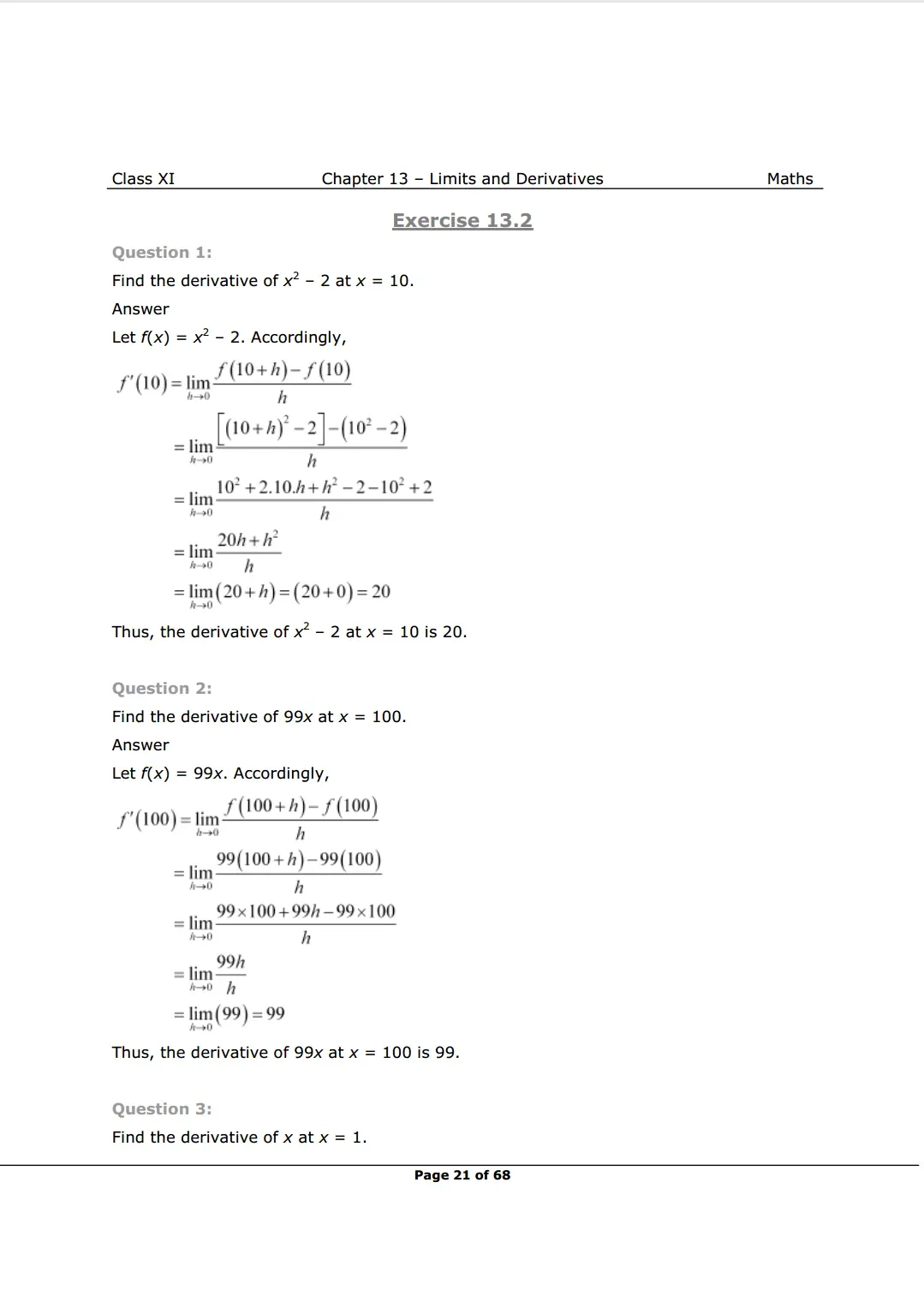 NCERT Class 11 Maths Chapter 13 Exercise 13.2 Solutions Image 1
