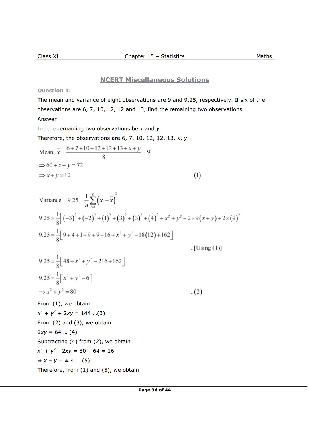 NCERT Solutions For Class 11 Maths Chapter 15 Miscellaneous Exercise Image 1