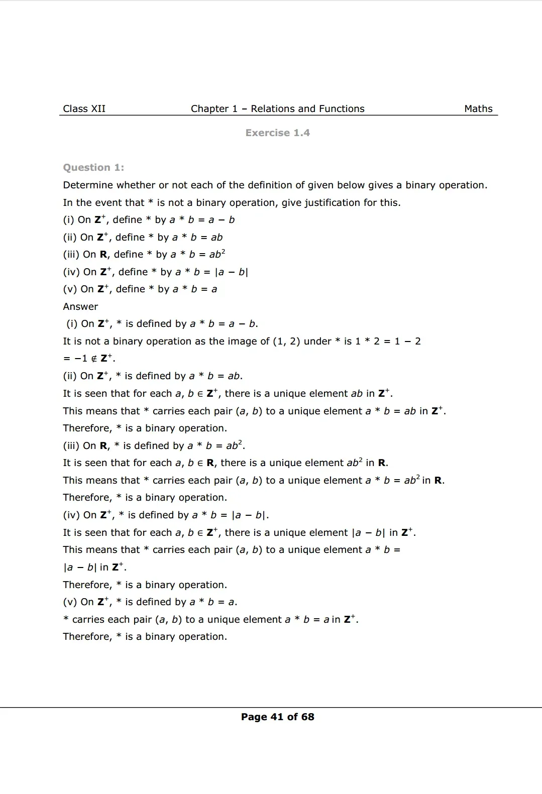 NCERT Class 12 Maths Chapter 1 Exercise 1.4 Solutions image 1