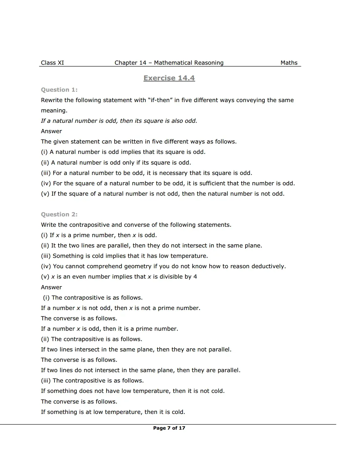 NCERT Class 11 Maths Chapter 14 Exercise 14.4 Solutions image 1