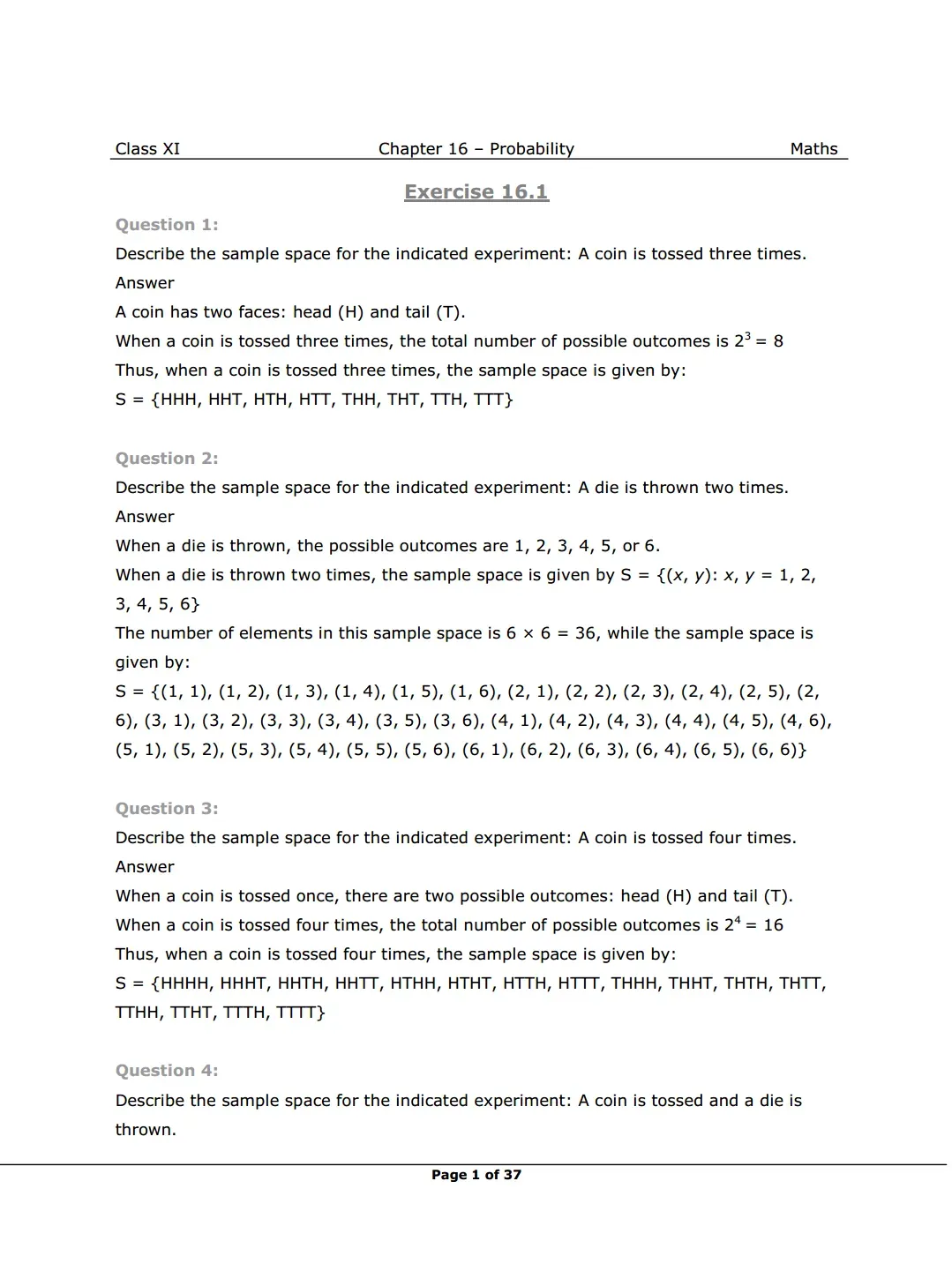 NCERT Class 11 Maths Chapter 16 Exercise 16.1 Solutions image 1