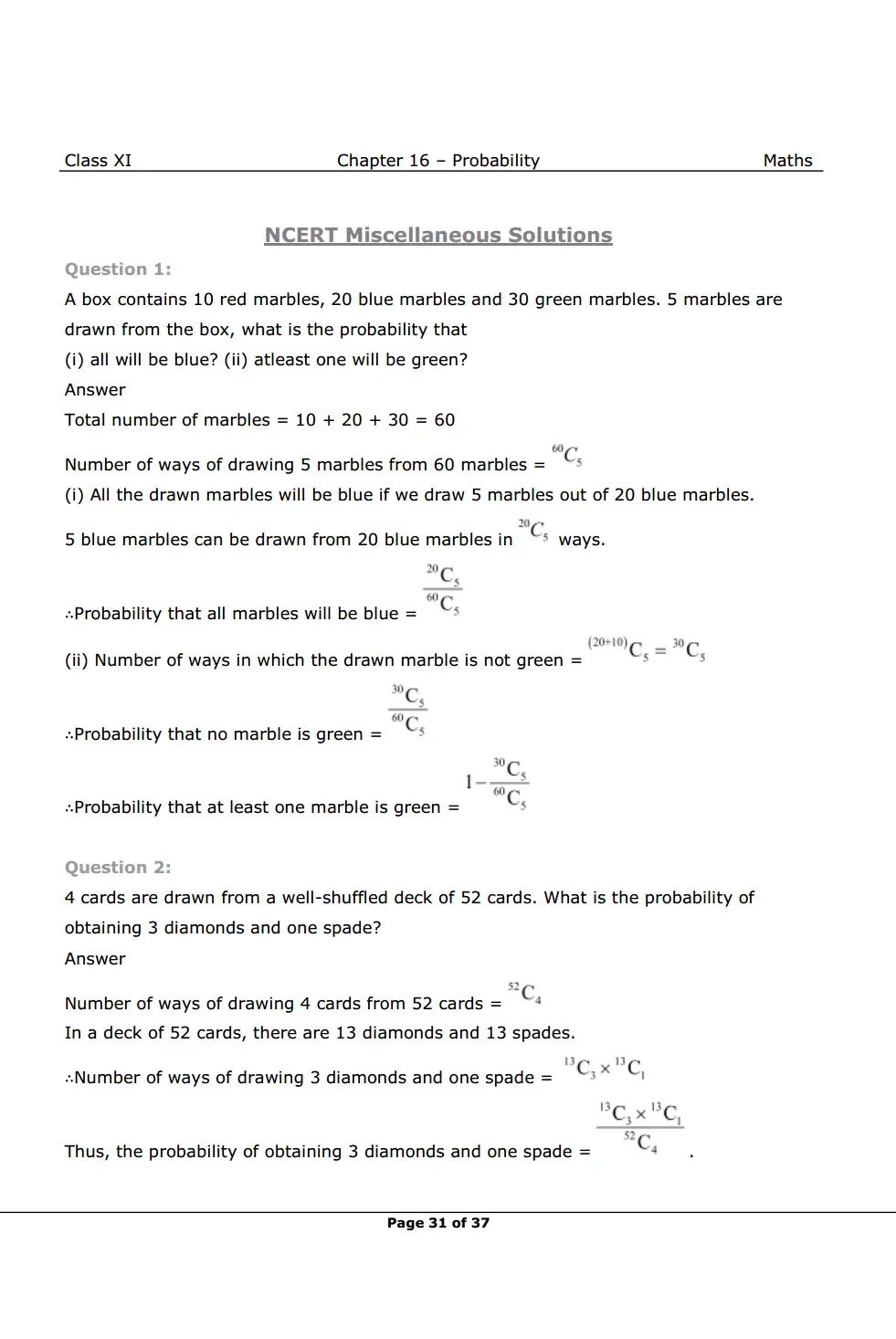 NCERT Solutions For Class 11 Maths Chapter 16 Miscellaneous Exercise image 1