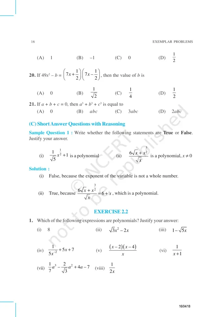 NCERT Exemplar Class 9 Maths Chapter 2 Image 4