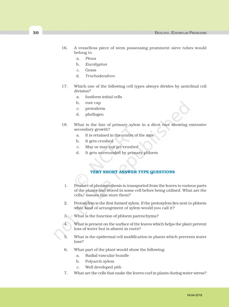 NCERT Exemplar Class 11 Biology Chapter 6 Image 4