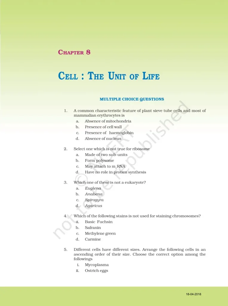 NCERT Exemplar Class 11 Biology Chapter 8 Image 1
