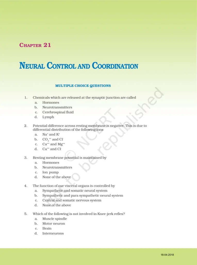 NCERT Exemplar Class 11 Biology Chapter 21 Image 1