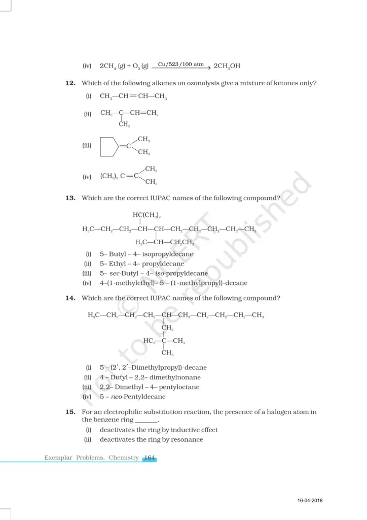 What Is NCERT Exemplar Class 11 Chemistry Chapter 13?   NCERT Exemplar Class 11 Chemistry Chapter 13 is a supplementary problem book published by the National Council of Educational Research and Training (NCERT). It is specifically designed to challenge students beyond standard NCERT textbook exercises and develop deeper conceptual understanding.  Chapter 13, titled Hydrocarbons, forms one of the most important chapters in organic chemistry for both CBSE Board exams and competitive exams like JEE Main and JEE Advanced. The Exemplar book for this chapter contains carefully graded questions — from straightforward multiple-choice problems to reasoning-based long answer questions — all mapped to the official CBSE Class 11 Chemistry syllabus.