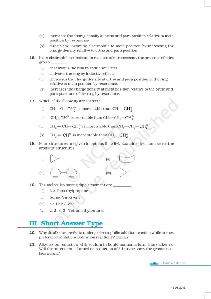 What Is NCERT Exemplar Class 11 Chemistry Chapter 13?   NCERT Exemplar Class 11 Chemistry Chapter 13 is a supplementary problem book published by the National Council of Educational Research and Training (NCERT). It is specifically designed to challenge students beyond standard NCERT textbook exercises and develop deeper conceptual understanding.  Chapter 13, titled Hydrocarbons, forms one of the most important chapters in organic chemistry for both CBSE Board exams and competitive exams like JEE Main and JEE Advanced. The Exemplar book for this chapter contains carefully graded questions — from straightforward multiple-choice problems to reasoning-based long answer questions — all mapped to the official CBSE Class 11 Chemistry syllabus.