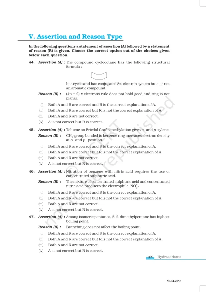 NCERT Exemplar Class 11 Chemistry Chapter 13 - Hydrocarbons