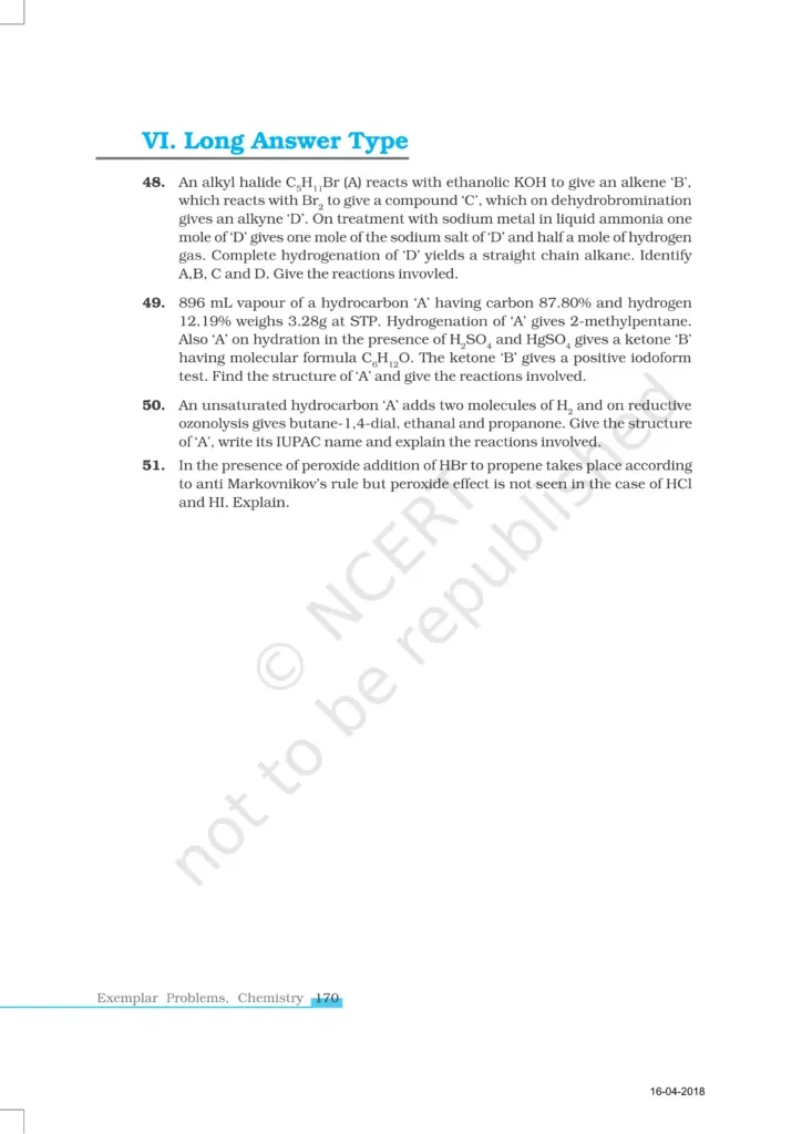 NCERT Exemplar Class 11 Chemistry Chapter 13 - Hydrocarbons