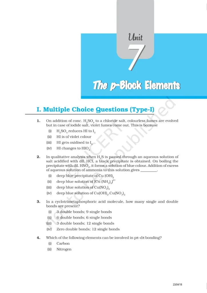 NCERT Exemplar Class 12 Chemistry Chapter 7 Image 1