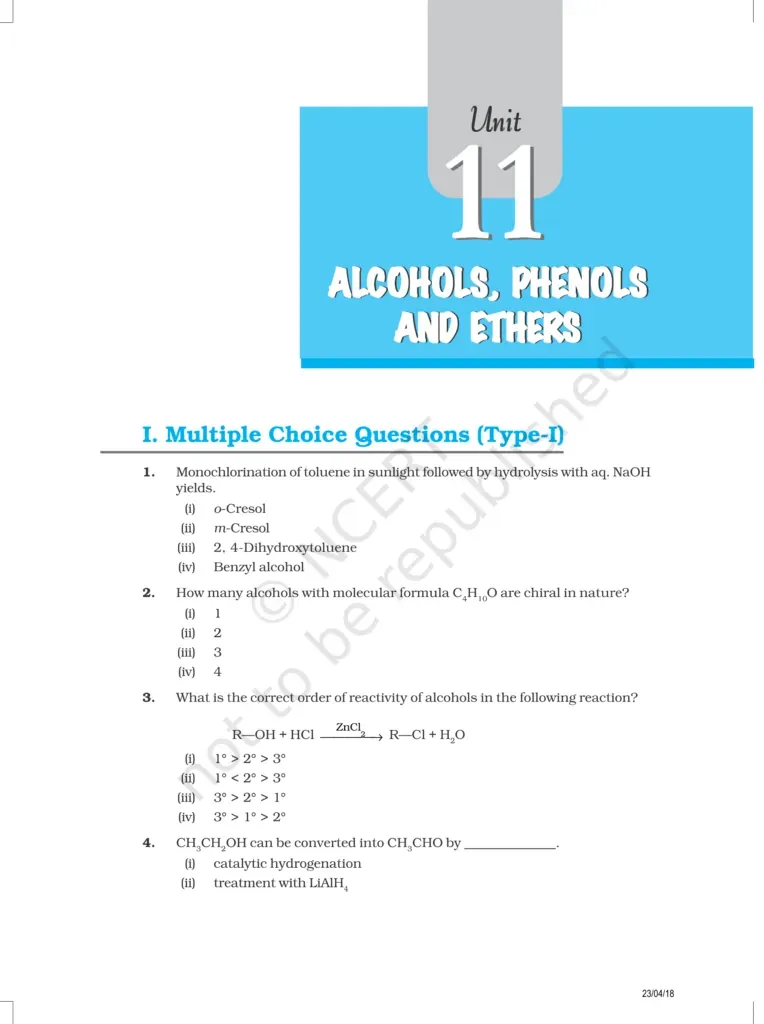 NCERT Exemplar Class 12 Chemistry Chapter 11 Image 1