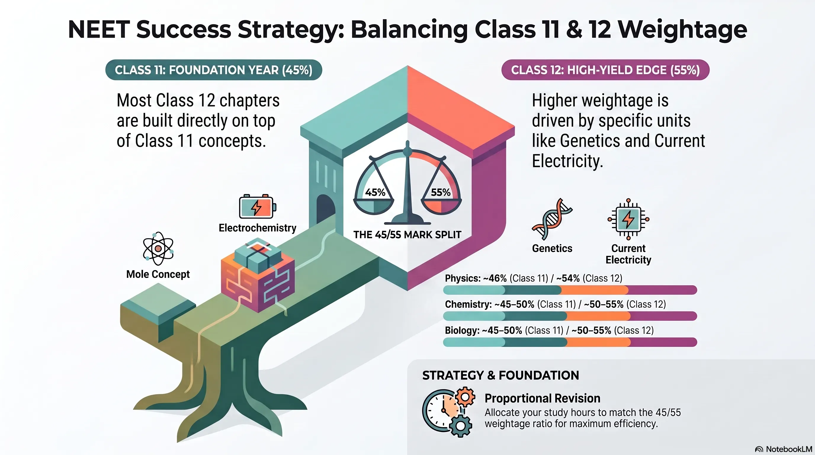 Class 11 vs Class 12 NEET weightage comparison chart