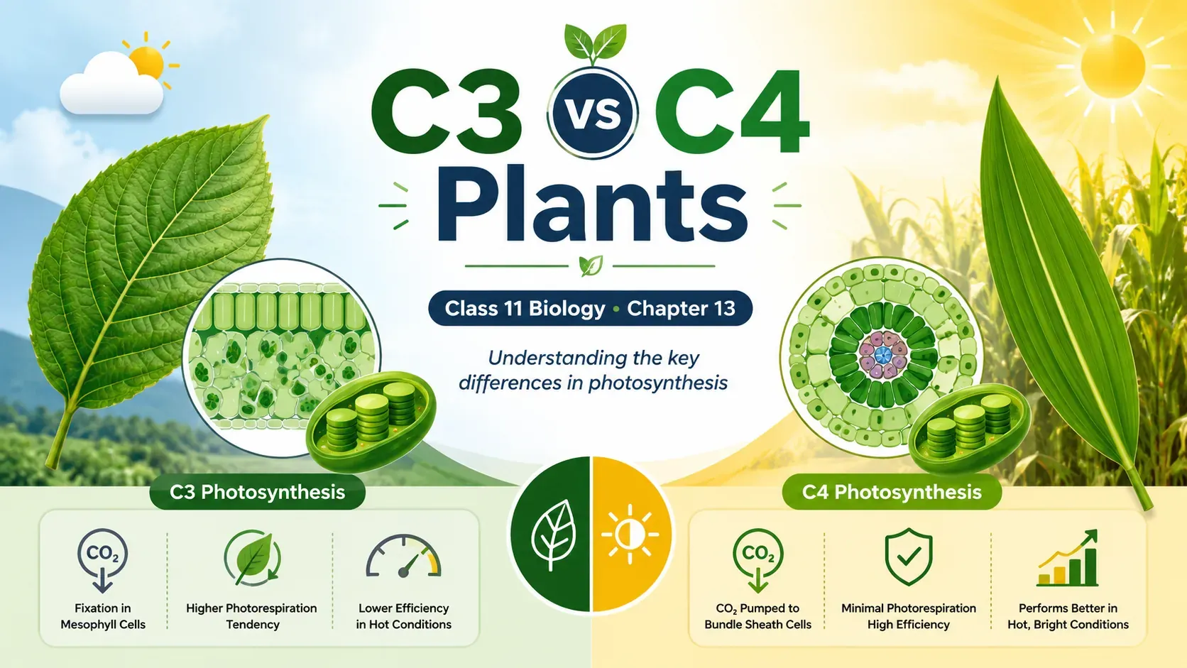Table 13.1 biology class 11 solutions : C3 vs C4 Plants Explained